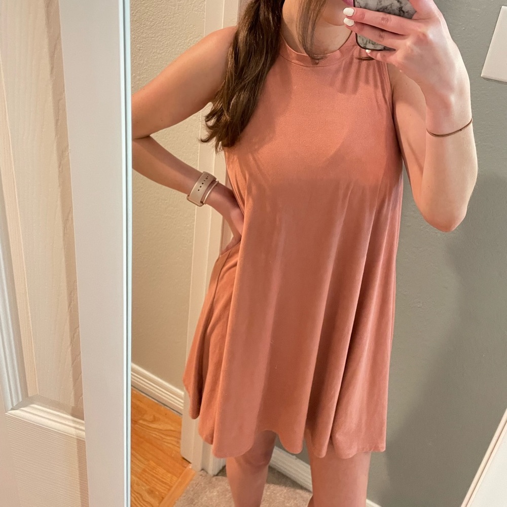 Pink high neck tank top dress